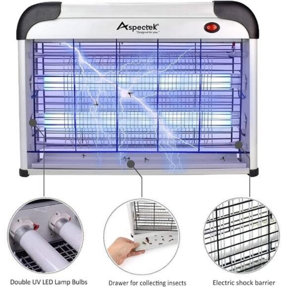 ASPECTEK Insect Killer, Bug Zapper,Powerful 20W Electronic Indoor Fly Zapper, - Picture 3 of 7